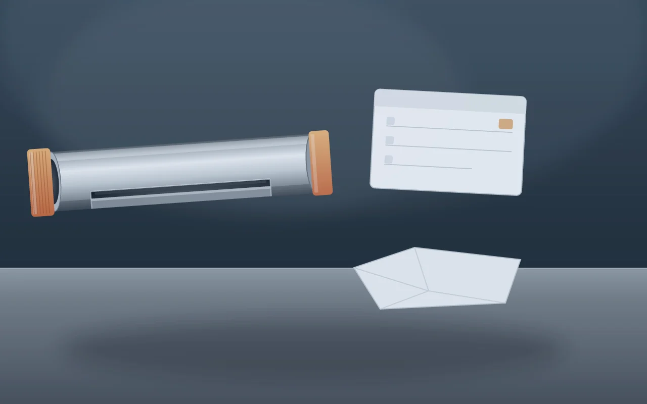 Illustration of a capped hydraulic tube sample beside a clean inspection cloth and a blank inspection card