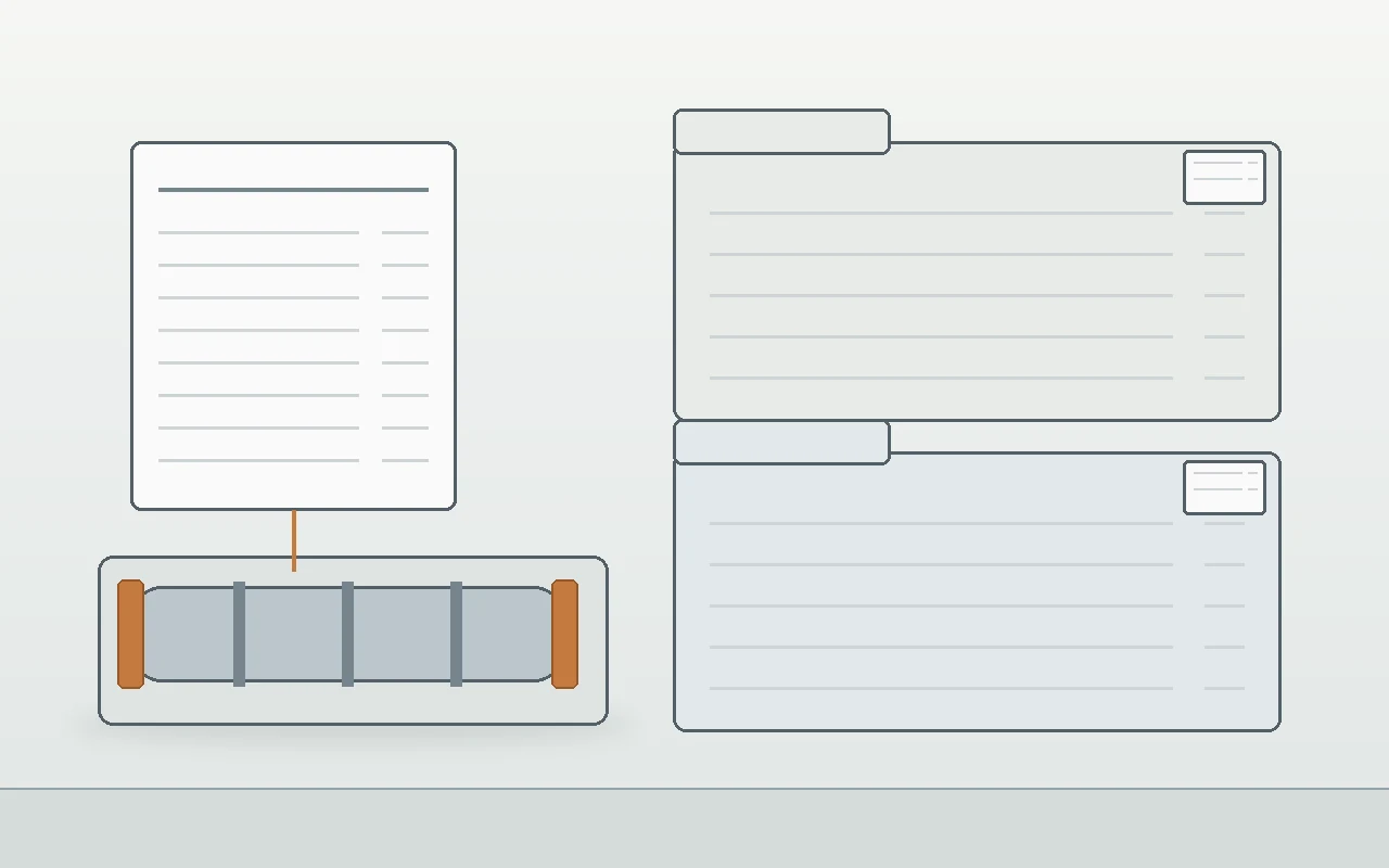 Separate tube material and shipment document review folders