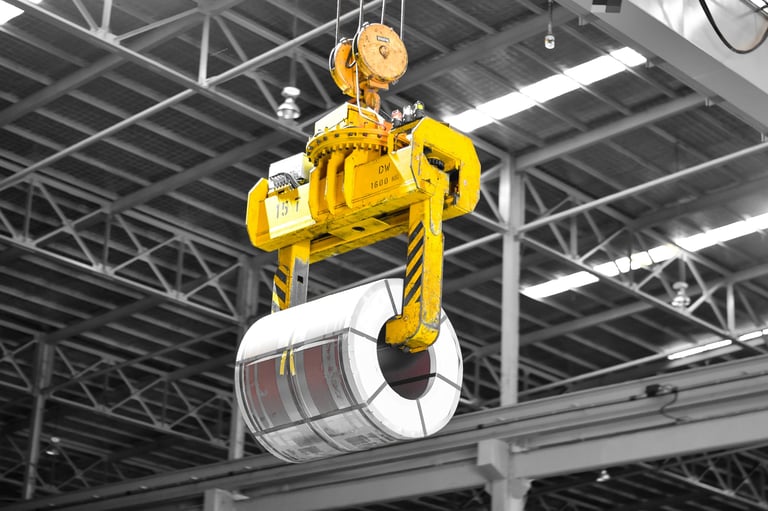 Wire rod coil positioned for industrial handling and equipment-fit checks.
