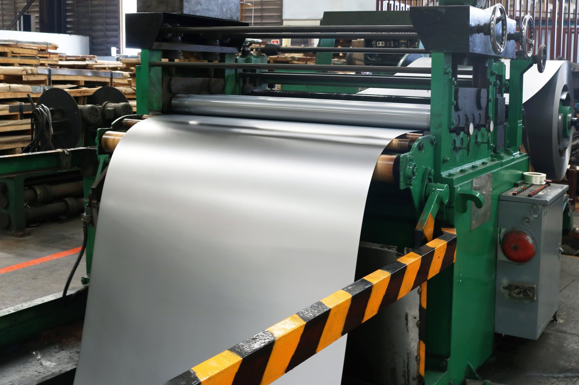 Coating thickness measurement being taken on a galvanized steel surface