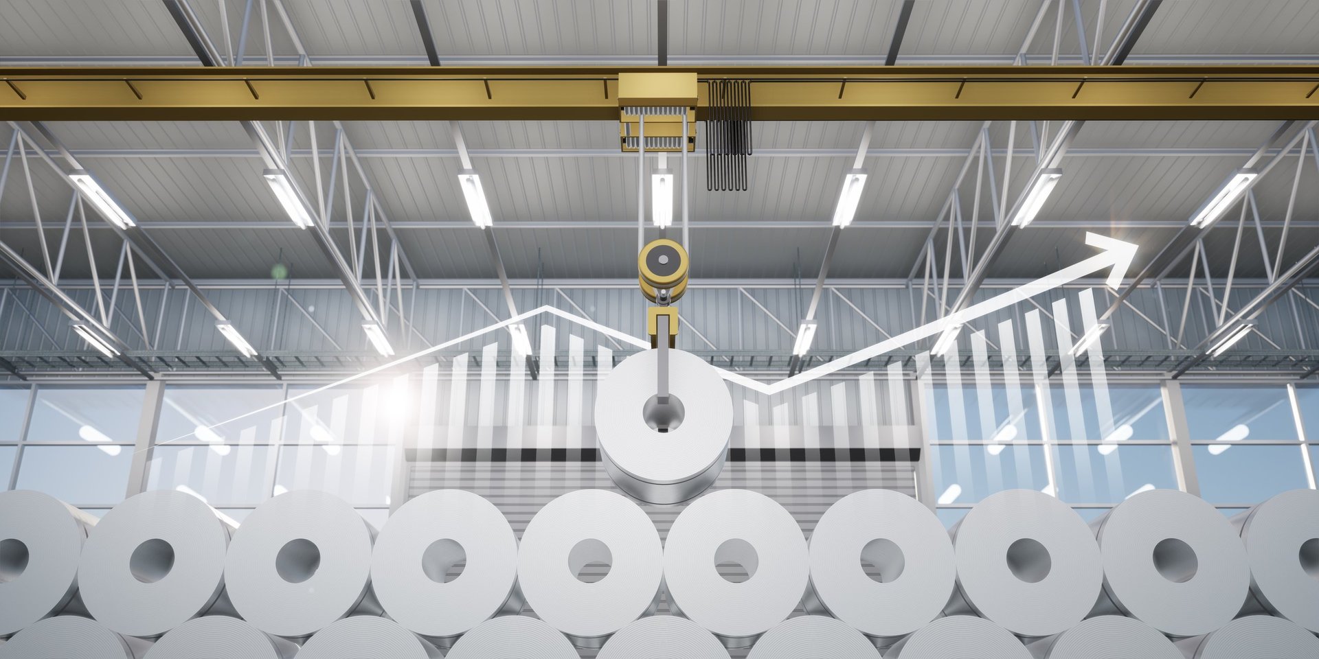 Grades procurement scene showing plate and coil handling for despatch