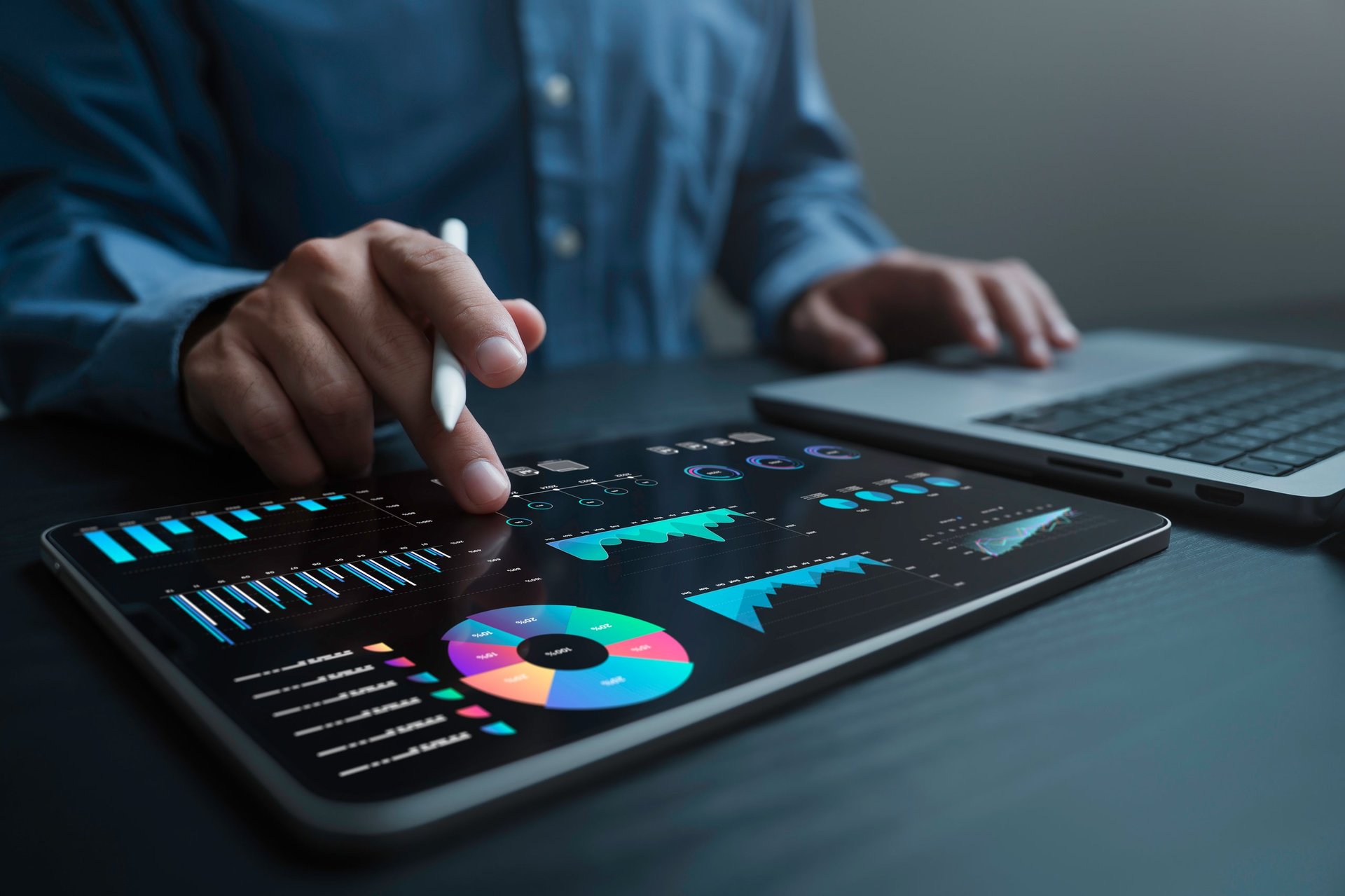 An analyst reviewing steel specification data on a dashboard