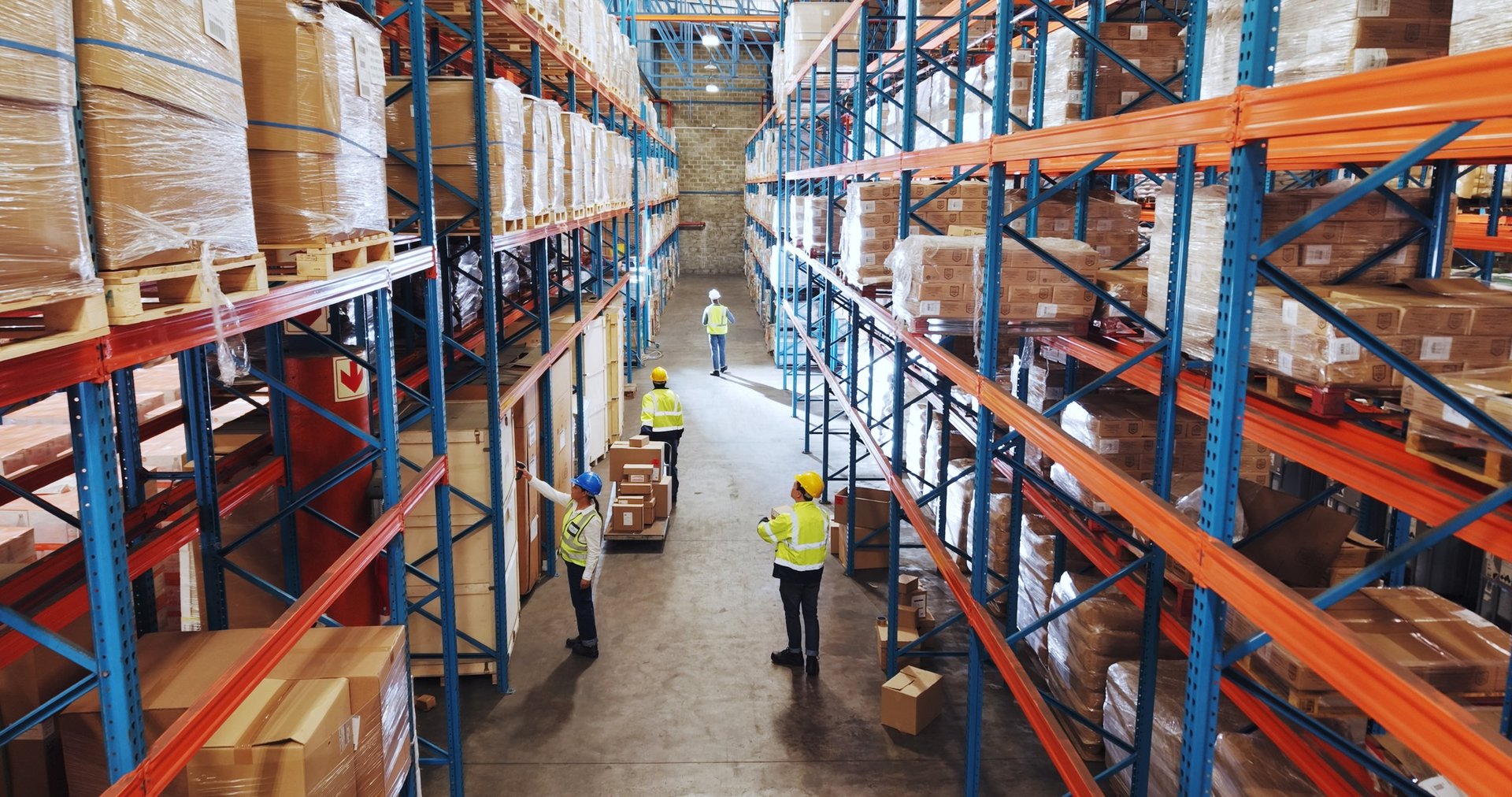 Warehouse team checking stock and documentation during a consignment check