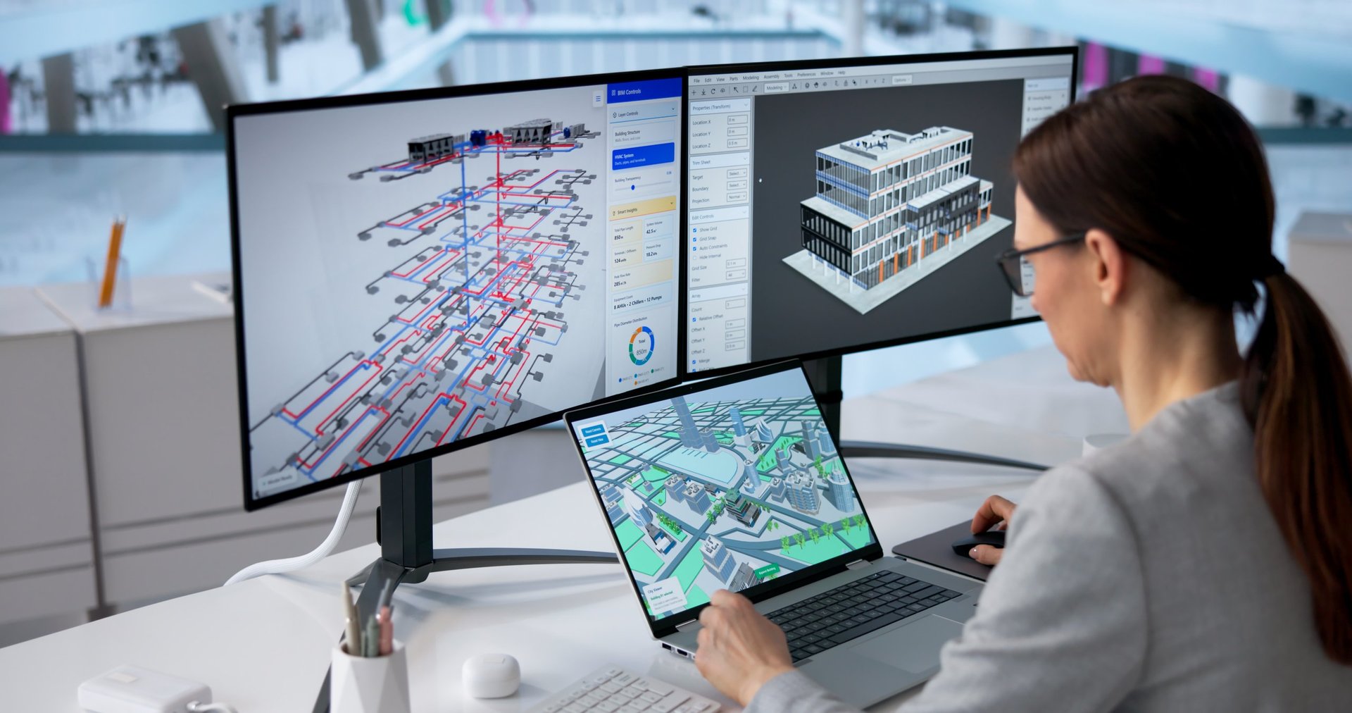 Engineer working through technical data and drawings at a workstation to reconcile a specification