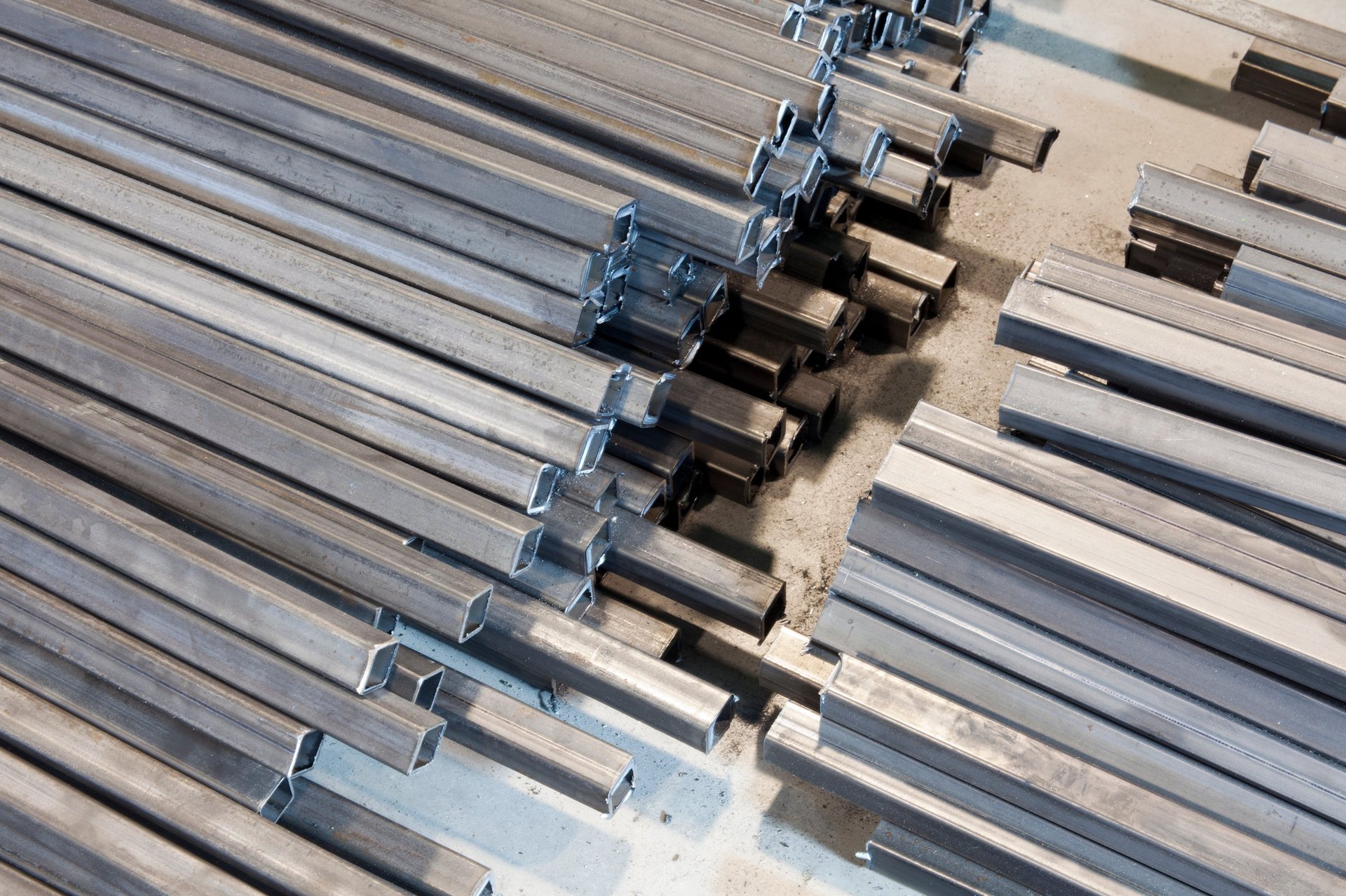 Square hollow section tube stacked at a steel stockholder